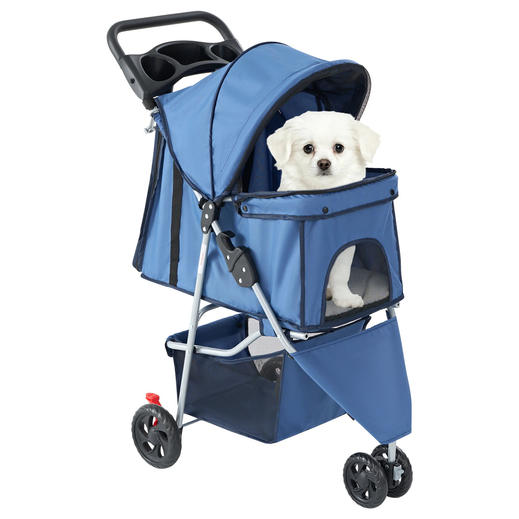 3 Wheel Foldable Pet Stroller For Small Dogs & Cats