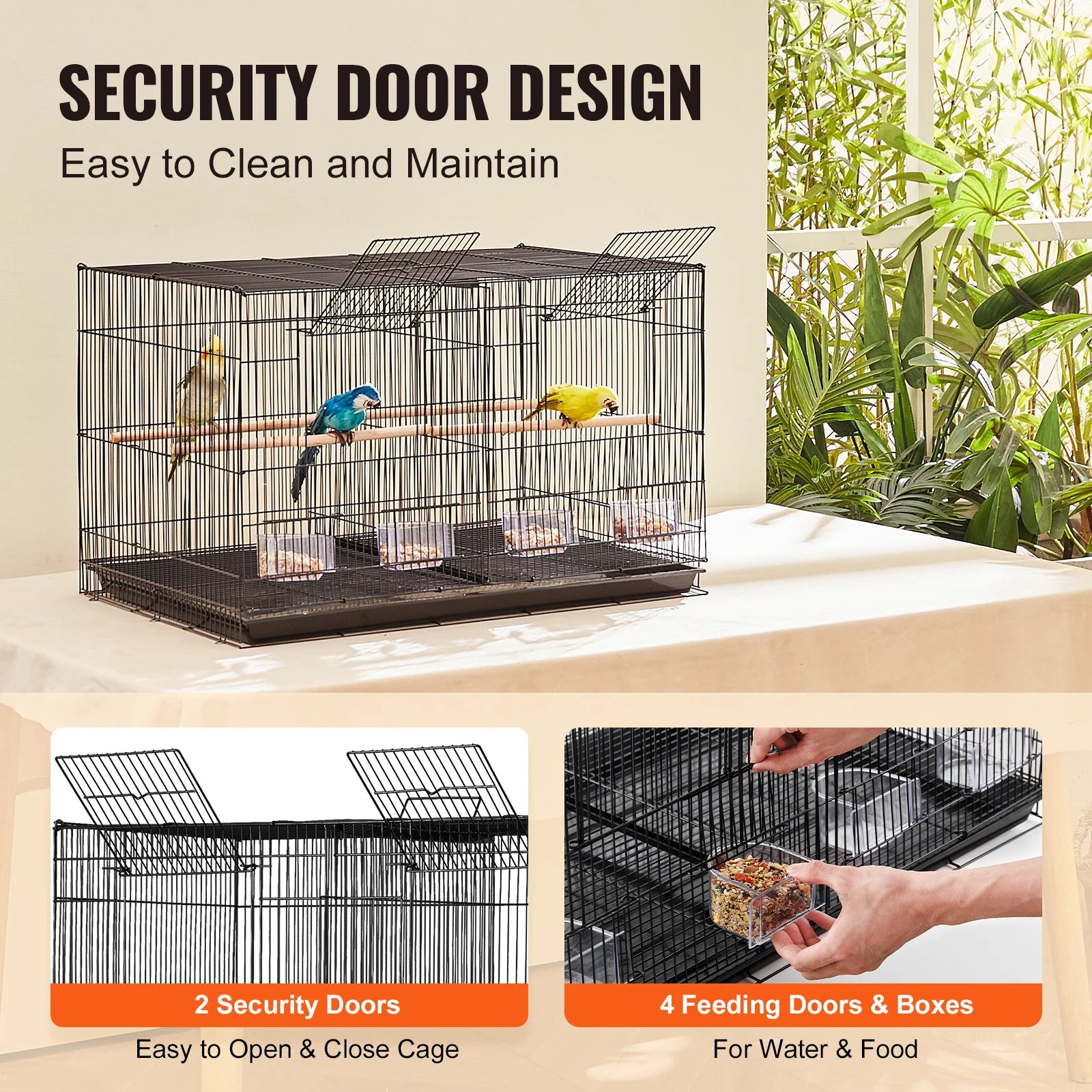 30" Bird Cage, Divided, Birds, Travel, Handle, Perches