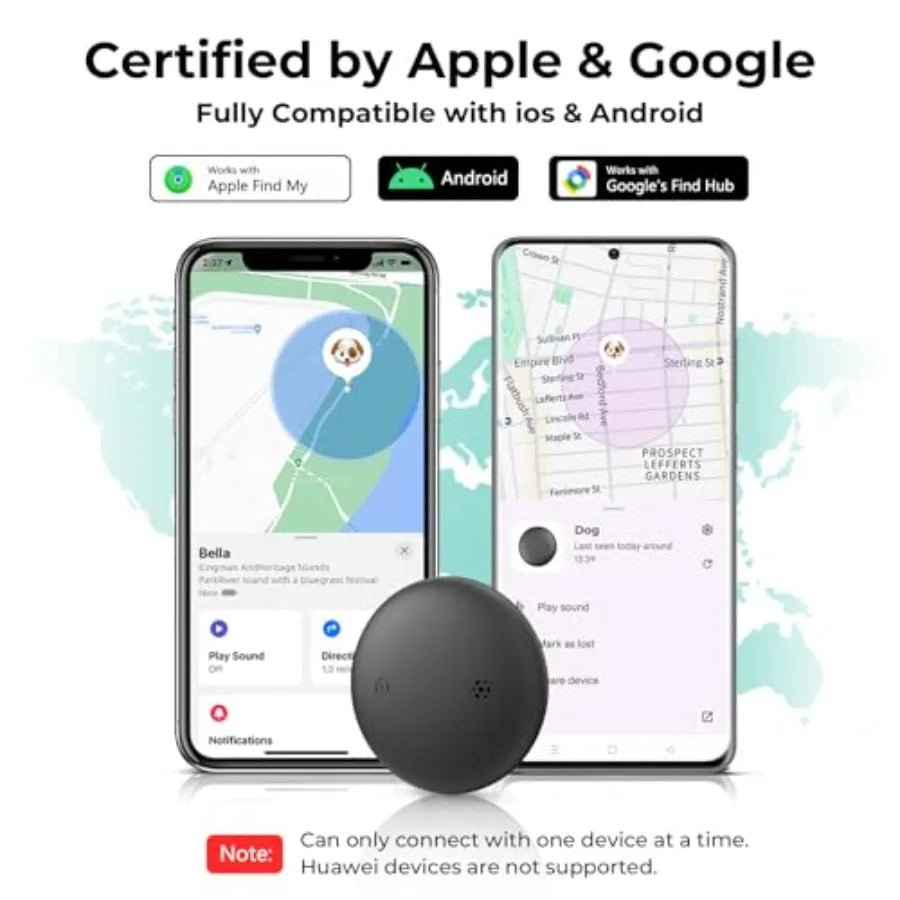 GPS Dog Tracker, Android and iOS, Bluetooth, No Monthly Fee