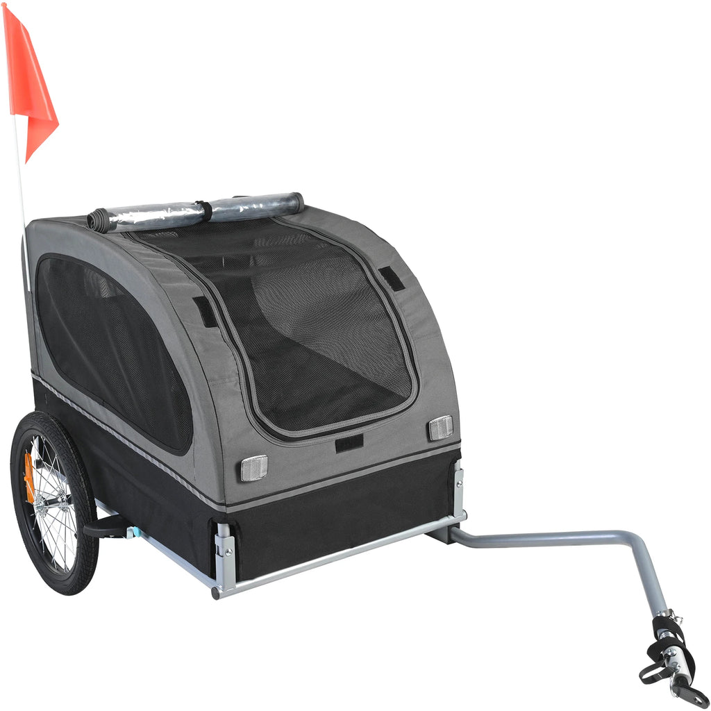 Pet Bike Trailer With Wheels, Coupler, Reflectors Flag, Collapsible