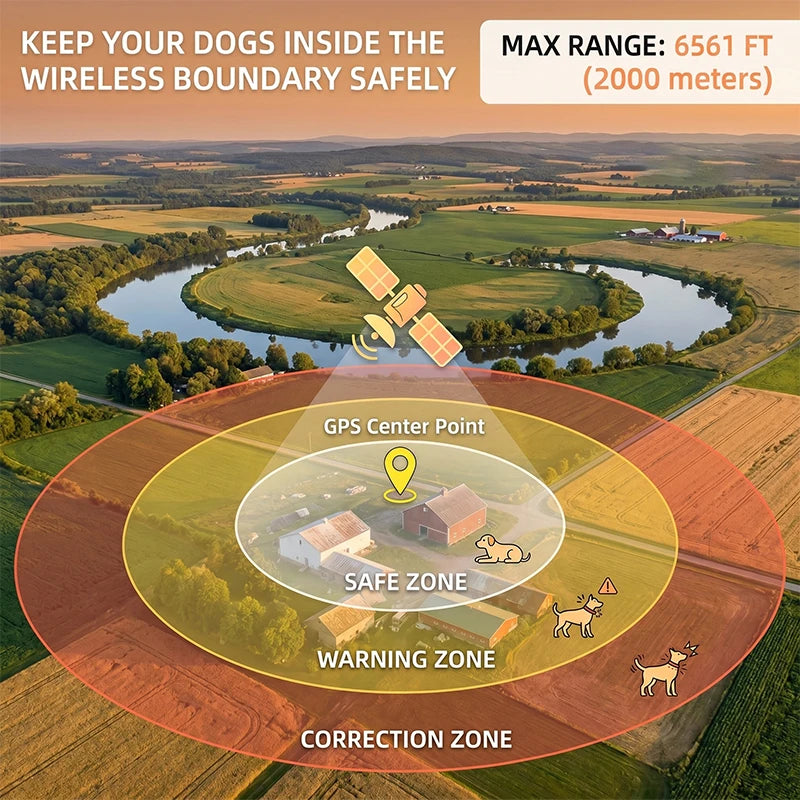 Outdoor GPS Electronic Fence, Waterproof, Wireless, 999 Radius