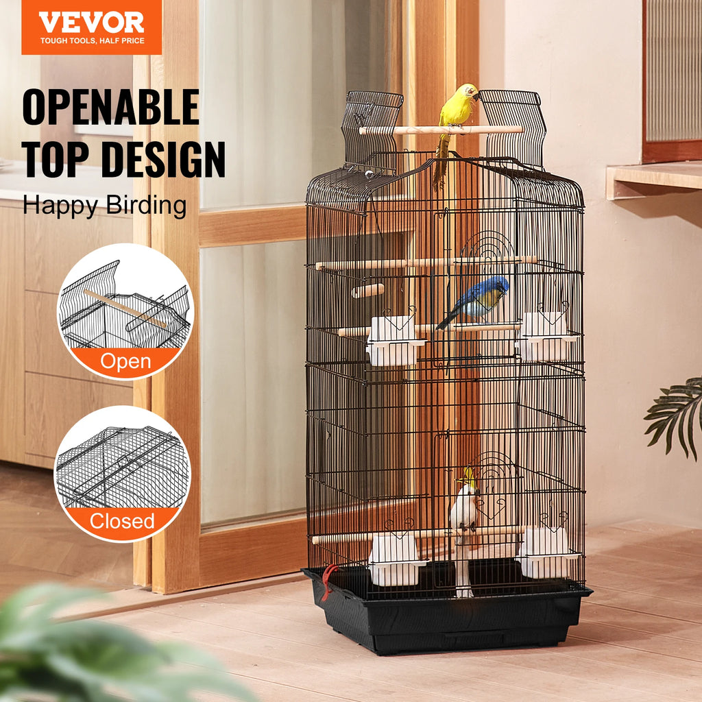 Open Top Bird Cage, Swing and Perch