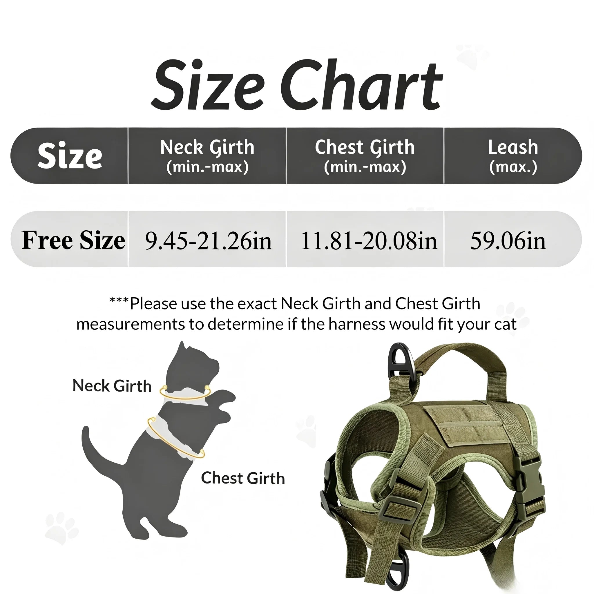 Tactical Cat Harness/Vest Leash Set, Adjustable, Escape Proof, Handle