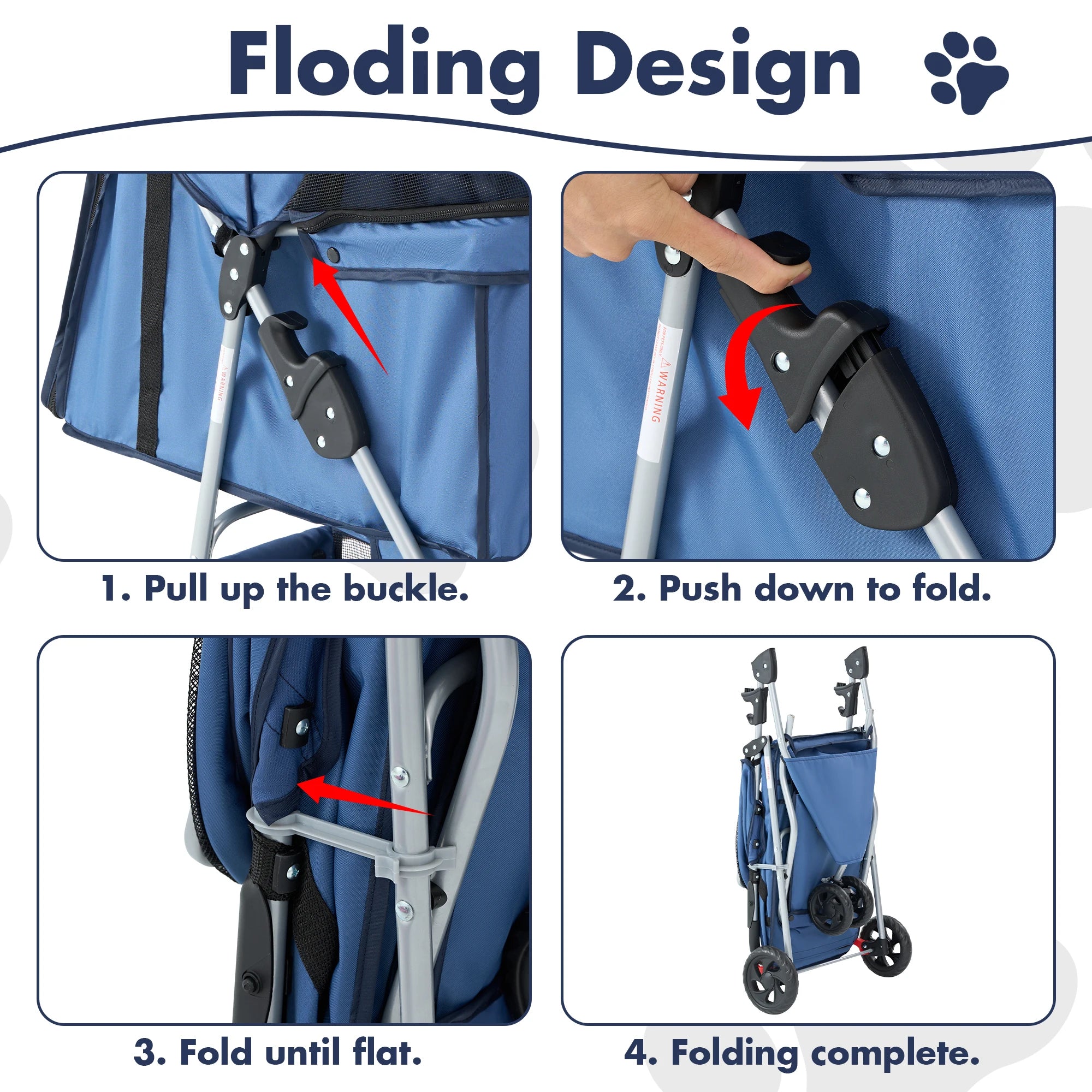 3 Wheel Foldable Pet Stroller For Small Dogs & Cats