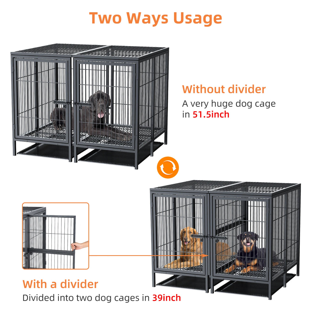 Heavy Duty Dog Crate: 52 Inch, Removable Divider