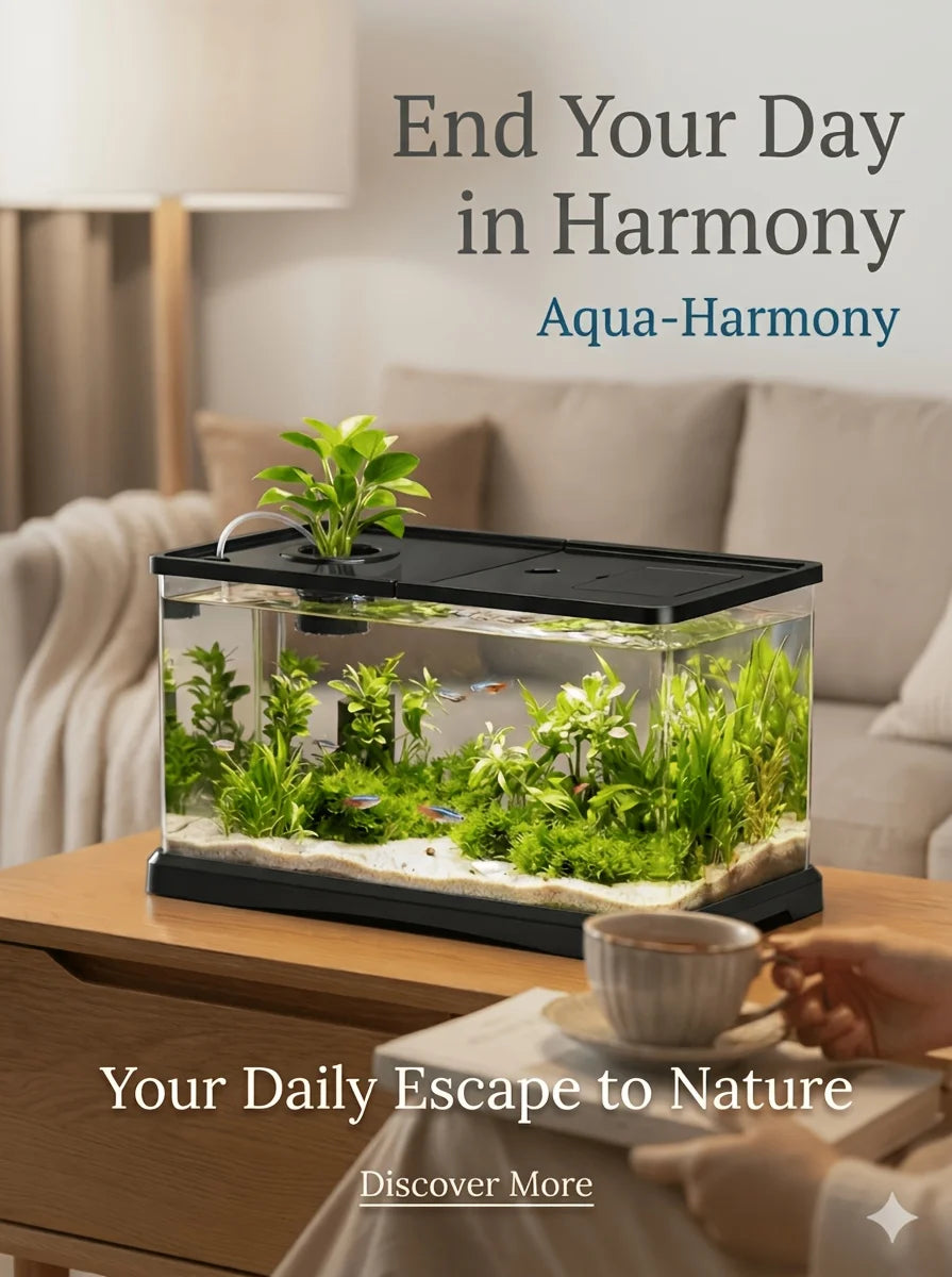Large Aquarium With Lid, Spill-Proof, For Fish, Turtle, Aquatic Plants