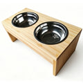 Double Bowls, Raised, For Medium-Large Dogs, Stainless Steel