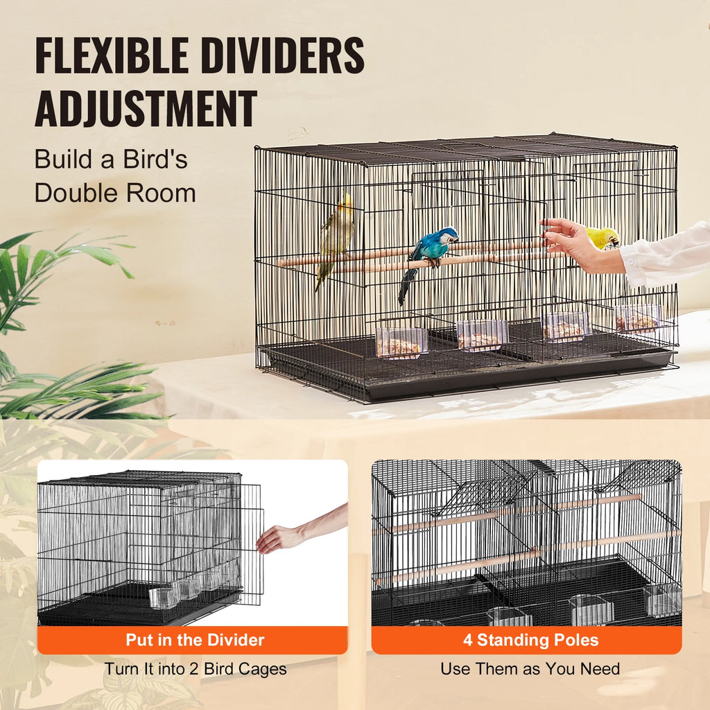30" Bird Cage, Divided, Birds, Travel, Handle, Perches