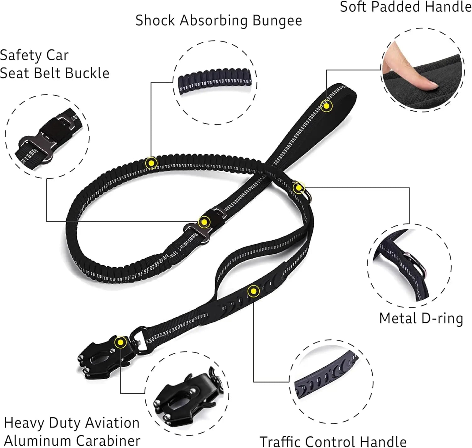 Reflective Pet Leashes With Car Seatbelt