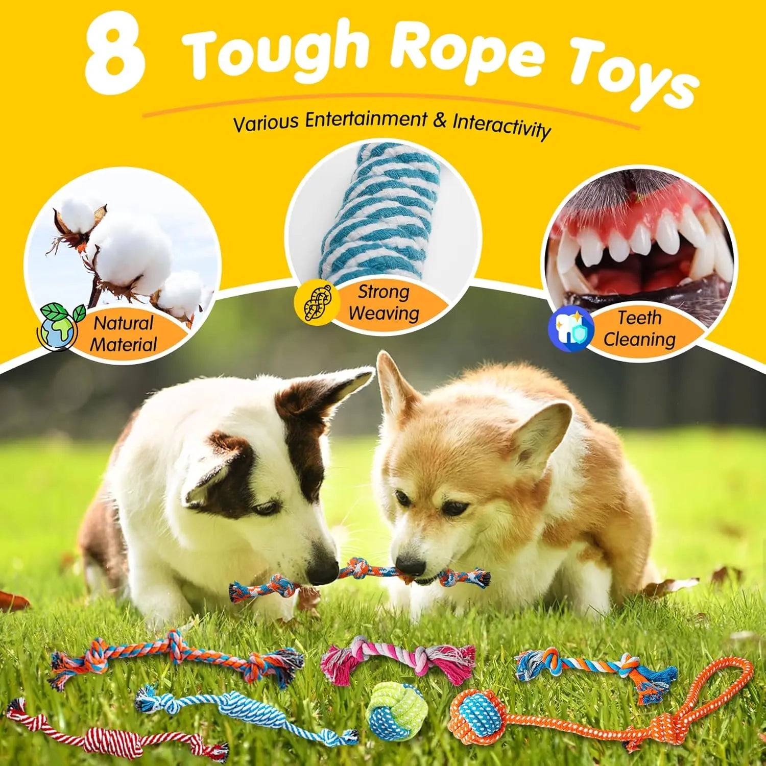 25 Pack Chew Toys For Puppies/Dogs, Ropes, Treats, Squeaky with Ropes, Treat Ball and Squeaks