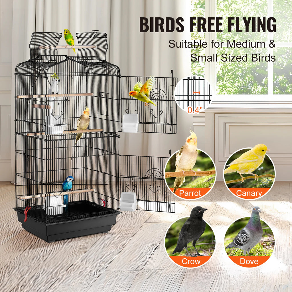 Open Top Bird Cage, Swing and Perch
