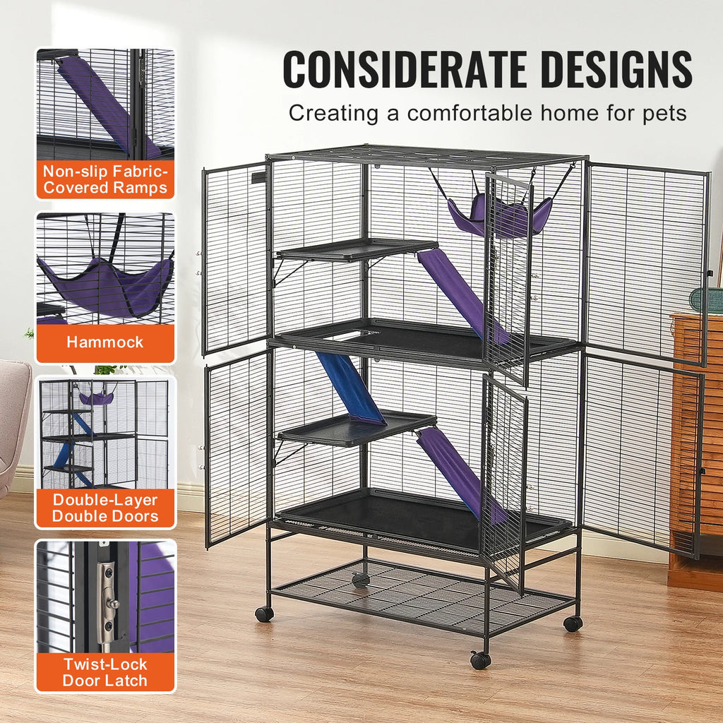 64.6" Rolling Metal Cage For Small Pets