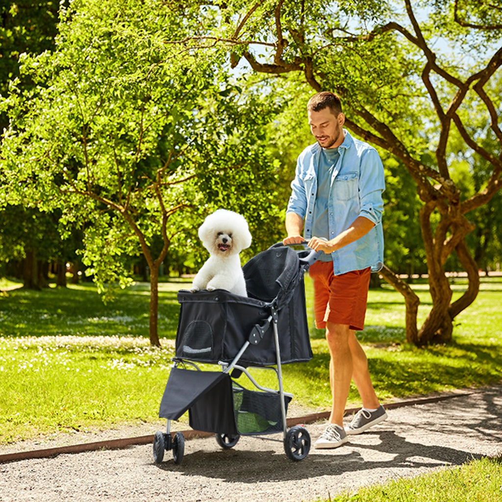 3 Wheel Foldable Pet Stroller For Small Dogs & Cats