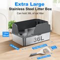 Stainless Steel Cat Litter Box, Splash-Proof & Leak-Proof