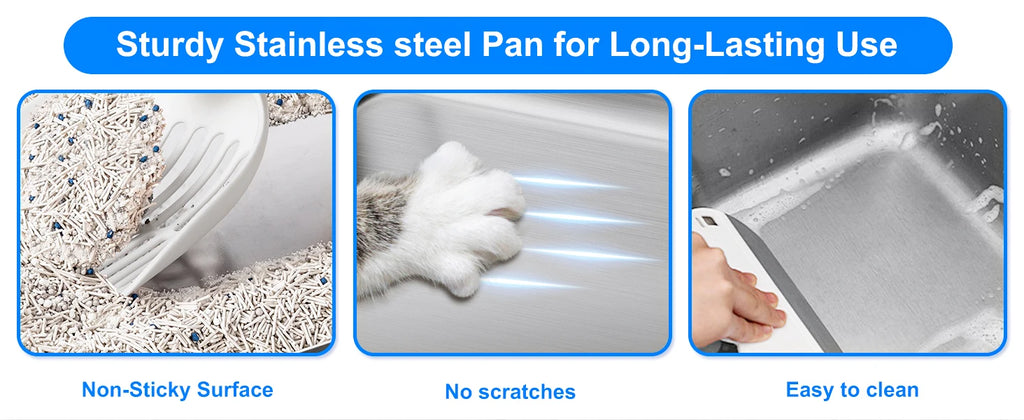 Stainless Steel Cat Litter Box, Splash-Proof & Leak-Proof