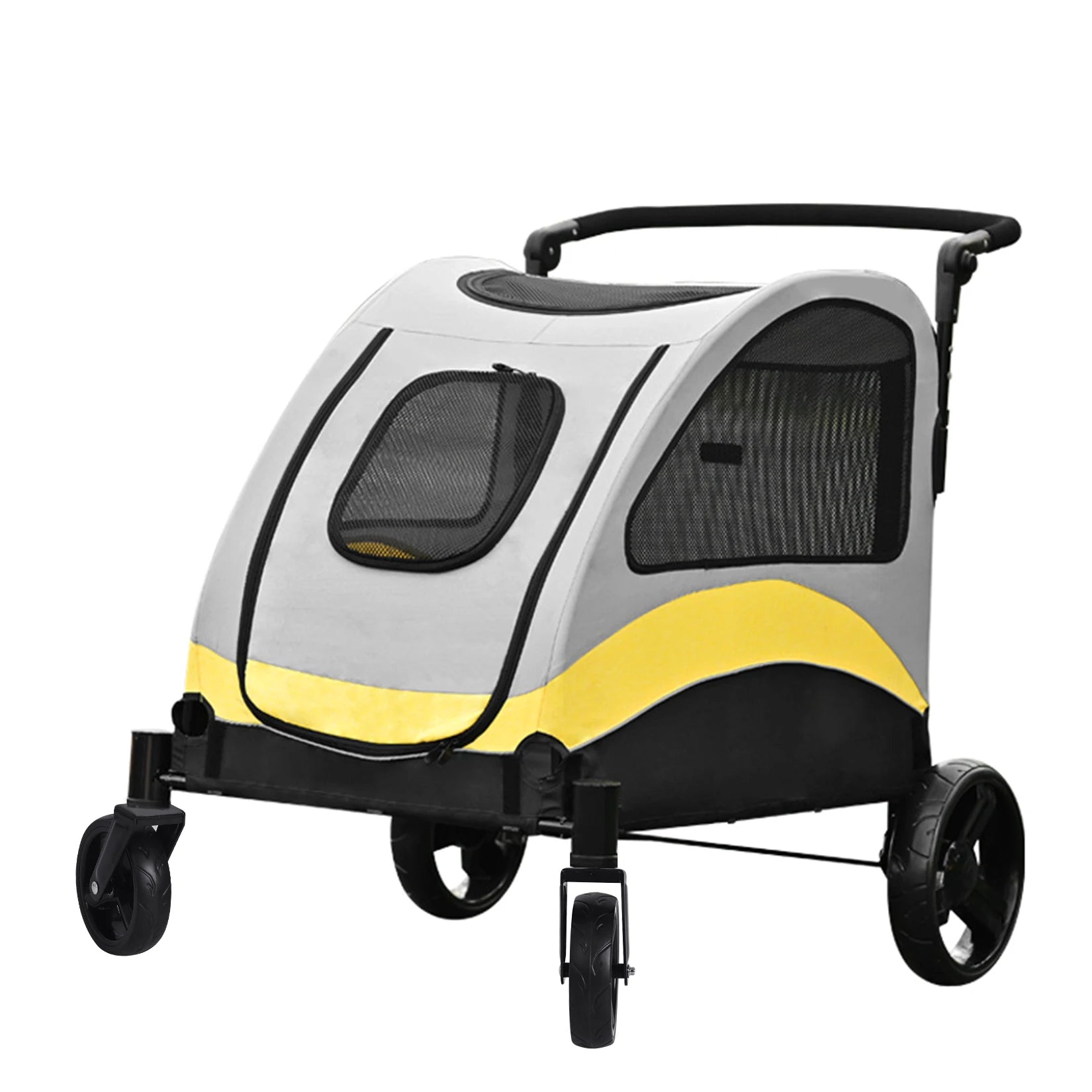 Portable Pet Stroller, 4 Wheels, Foldable, Breathable Carrier