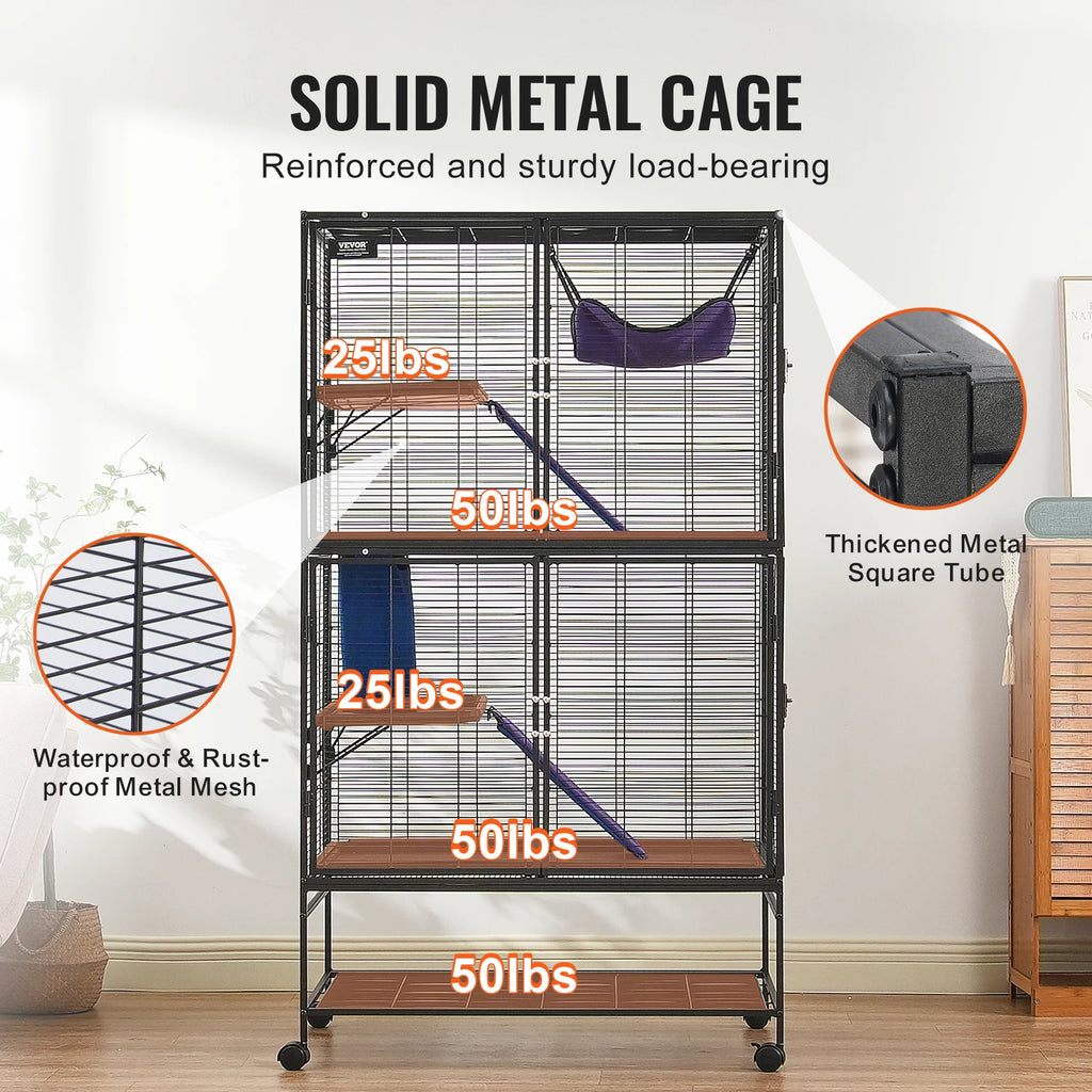 64.6" Rolling Metal Cage For Small Pets