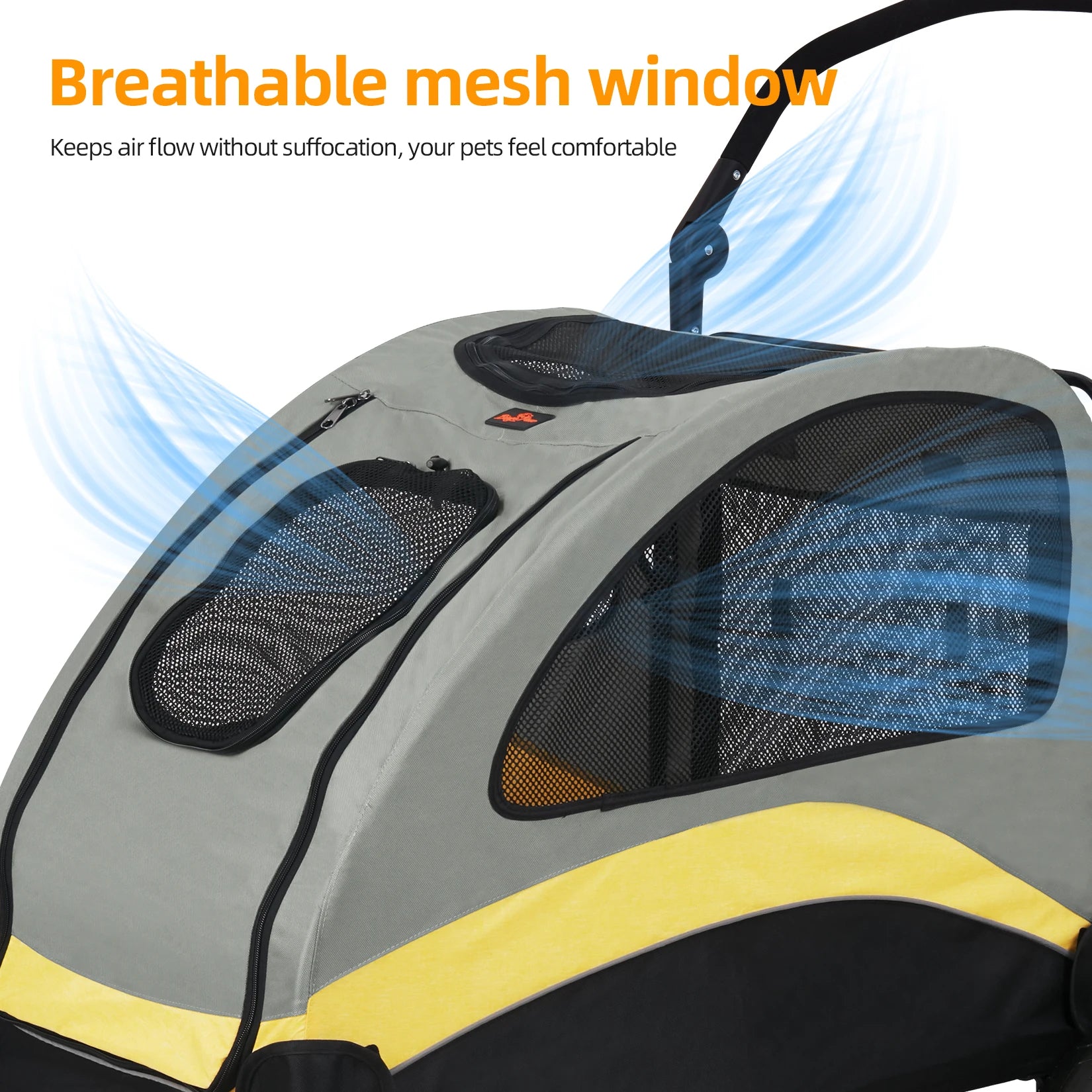 Portable Pet Stroller, 4 Wheels, Foldable, Breathable Carrier