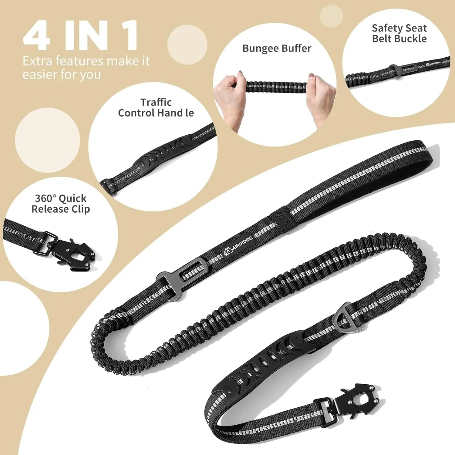 Reflective Pet Leashes With Car Seatbelt