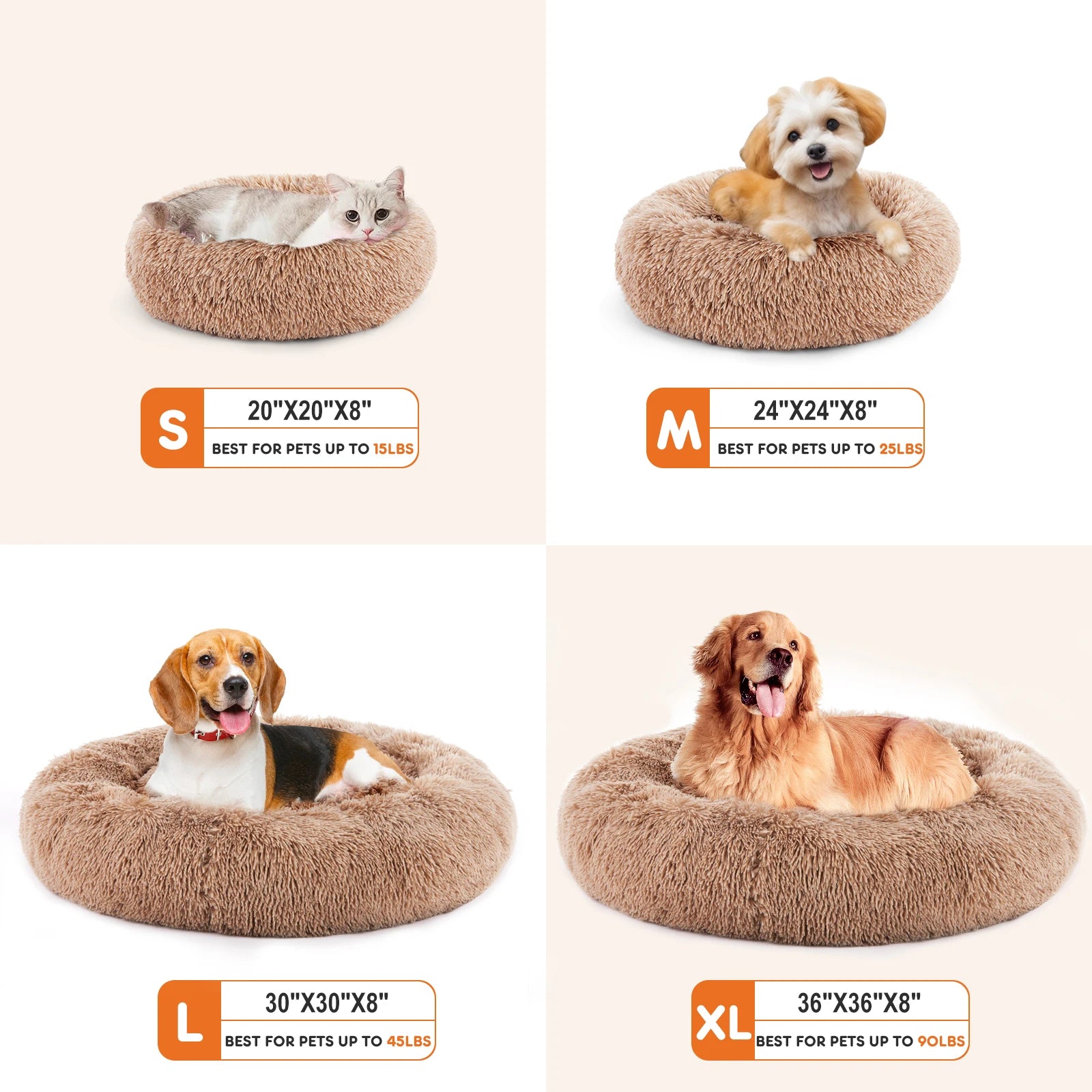 Calming Dog Bed, Medium to Large Dogs, Washable, Anti-Slip