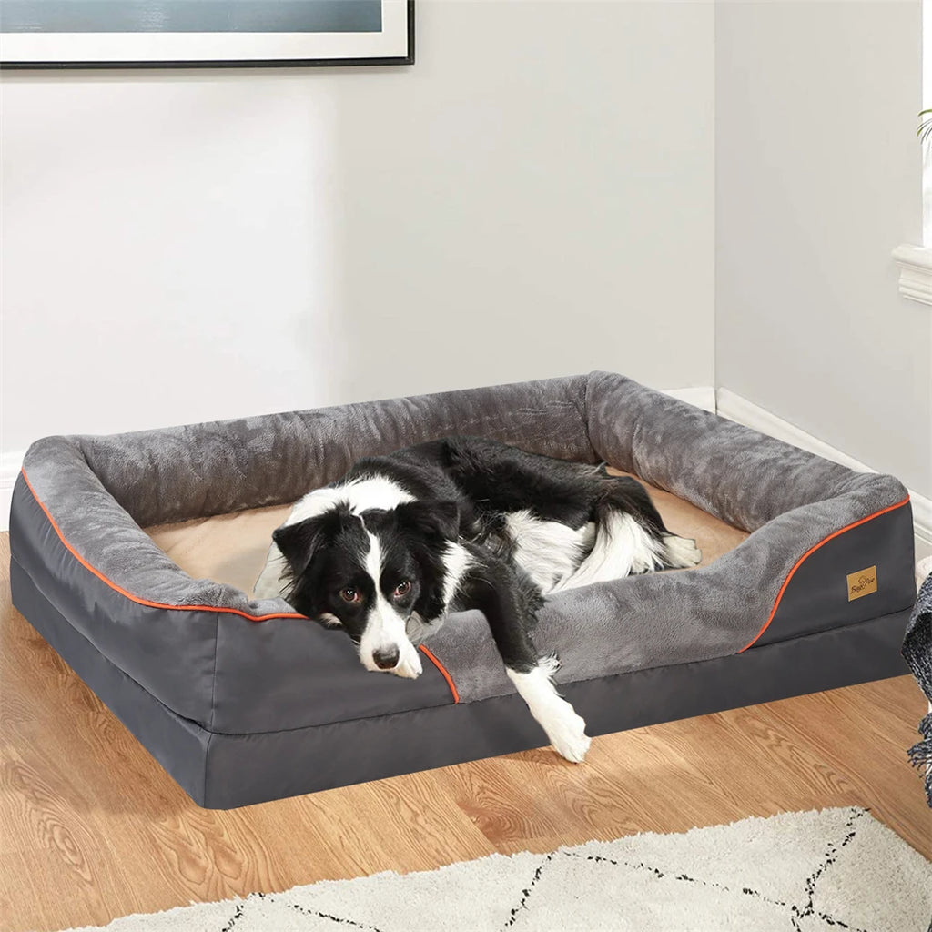 Jumbo Orthopedic Dog Bed, Memory Foam, Waterproof, Removable Cover