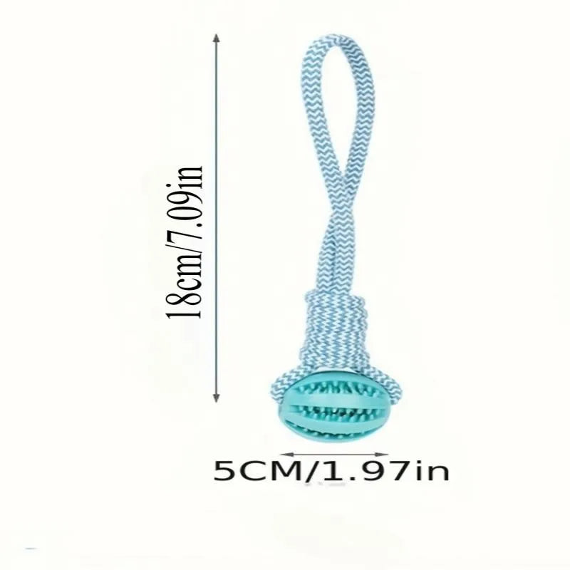 Cotton Rope & Rubber Dog Chew Ball, Treat Dispenser, Durable, Teething