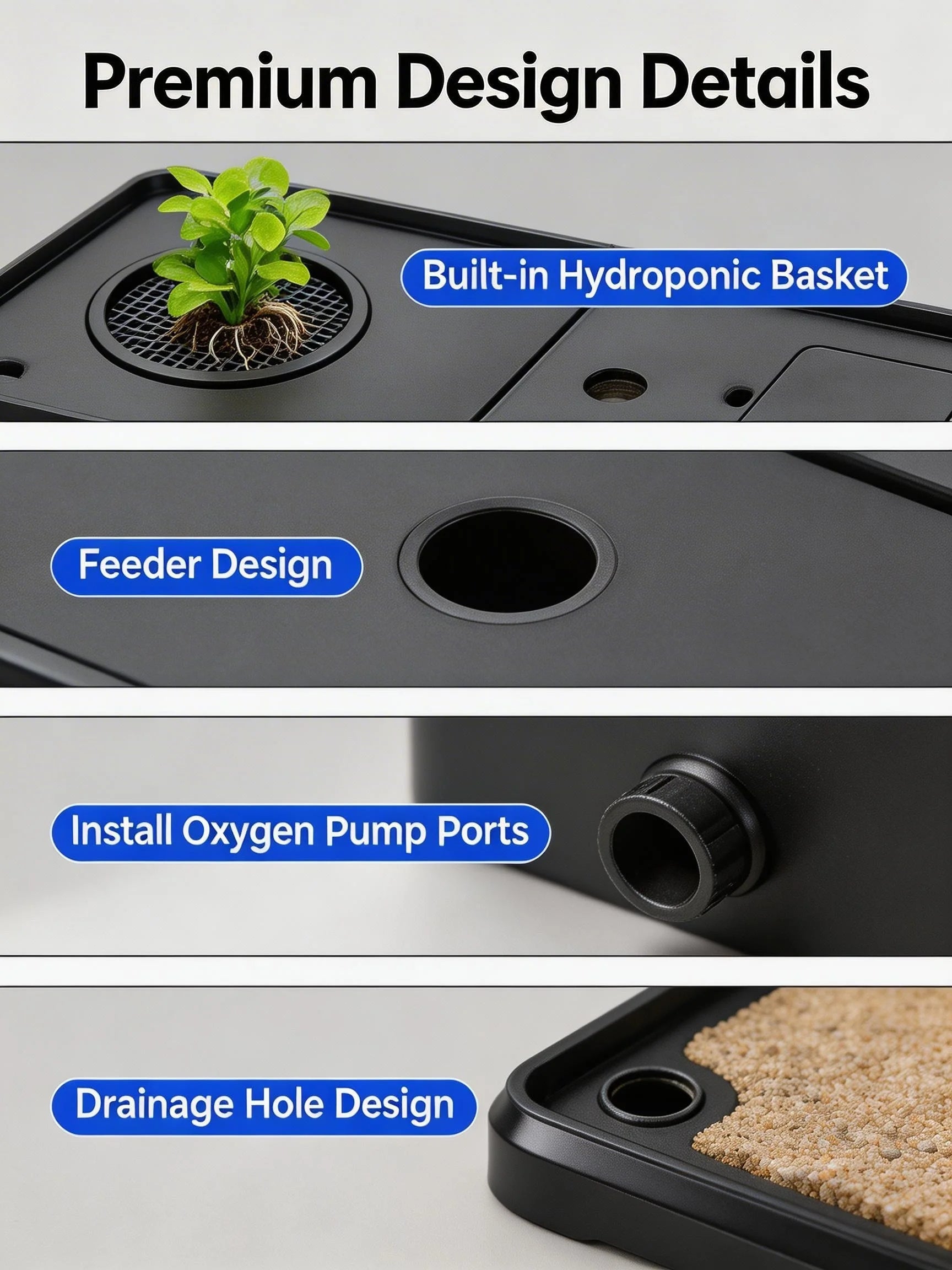 Large Aquarium With Lid, Spill-Proof, For Fish, Turtle, Aquatic Plants