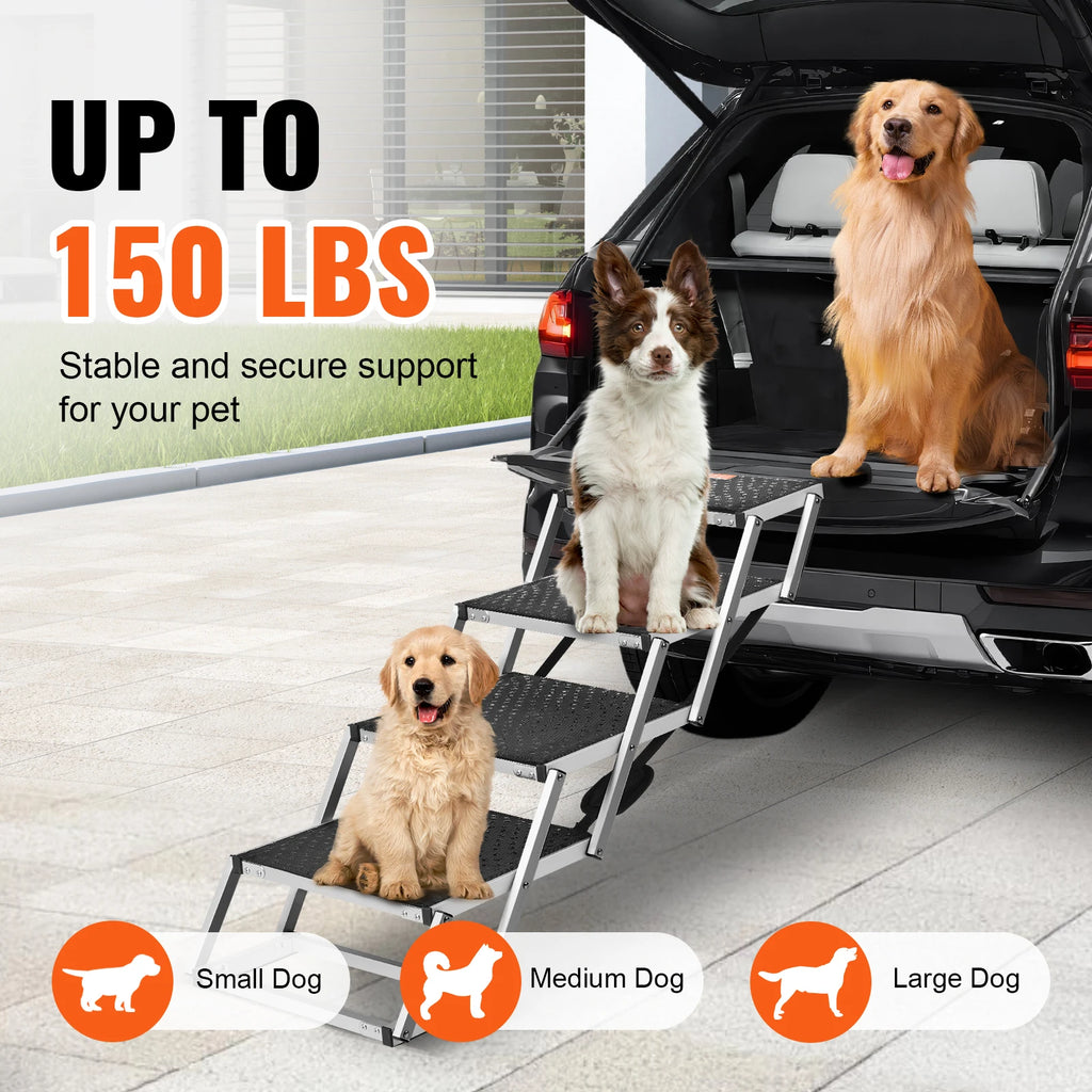 Dog Stair for Vehicles, Wide, Folding, Aluminum