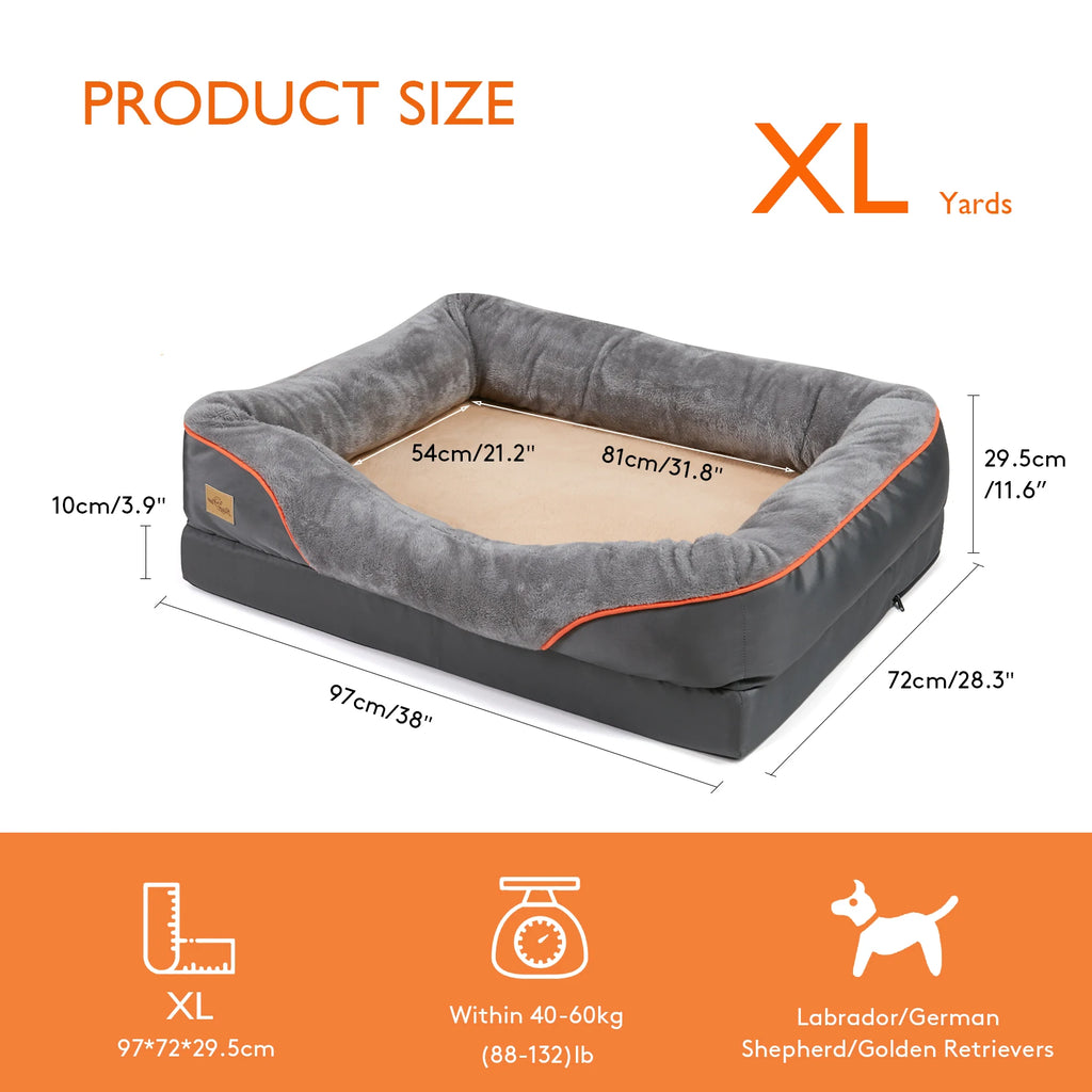 Jumbo Orthopedic Dog Bed, Memory Foam, Waterproof, Removable Cover