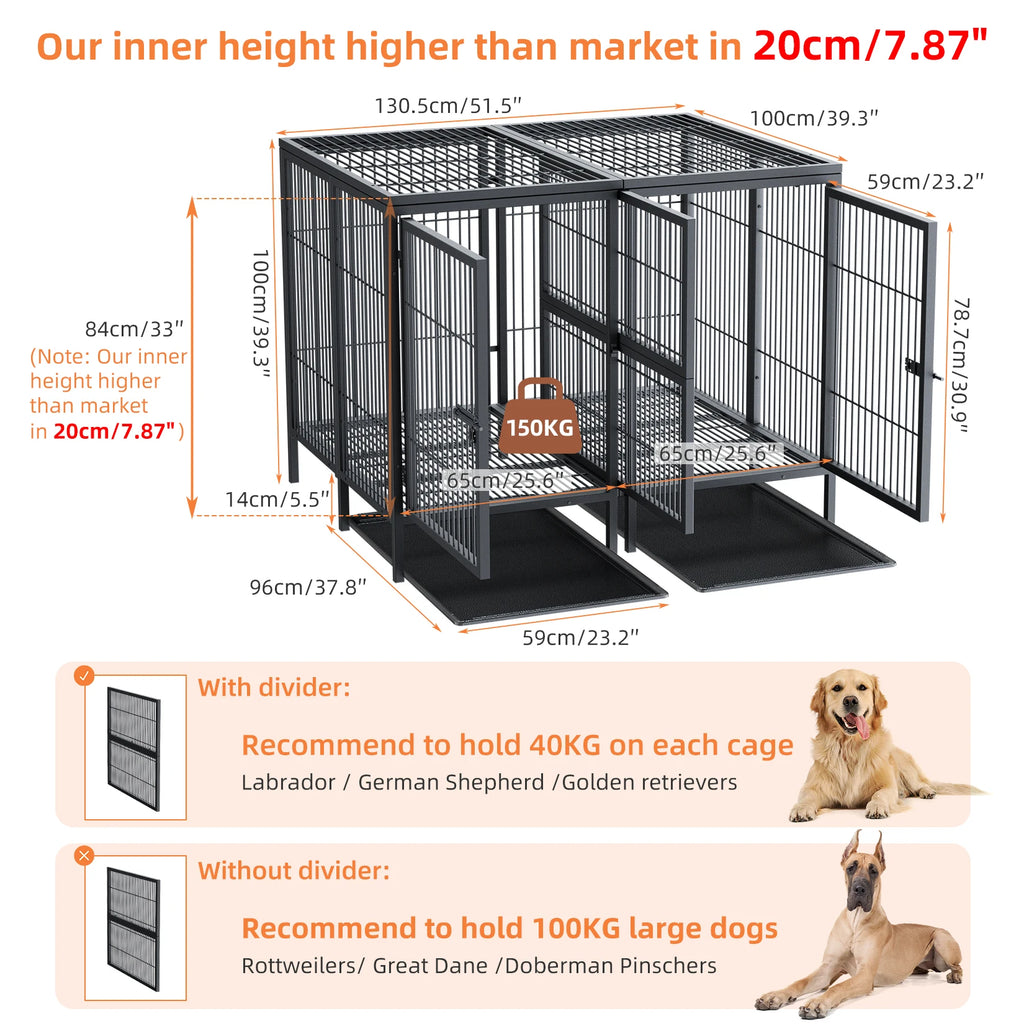 Heavy Duty Dog Crate: 52 Inch, Removable Divider