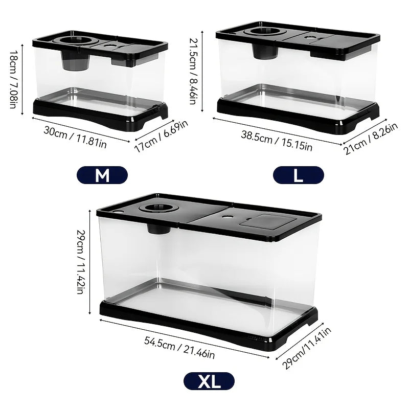Large Aquarium With Lid, Spill-Proof, For Fish, Turtle, Aquatic Plants