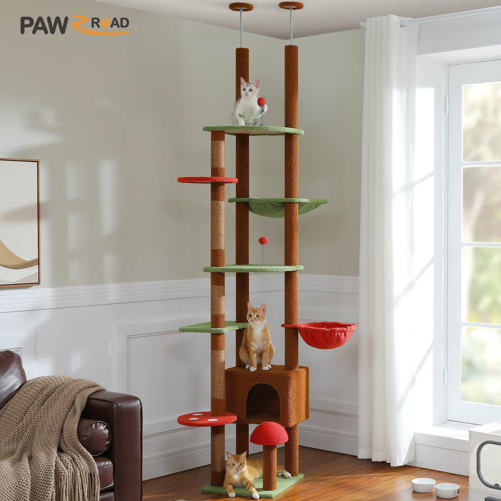 Cat Tree, Adjustable Height with Hammock and Scratching Post