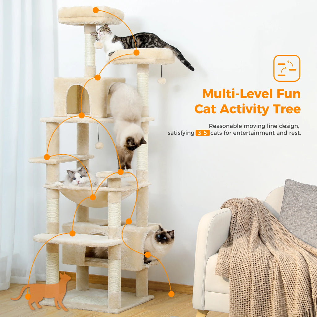 Large Cat Tree, Indoor, Scratching Posts, Perches, And Toys