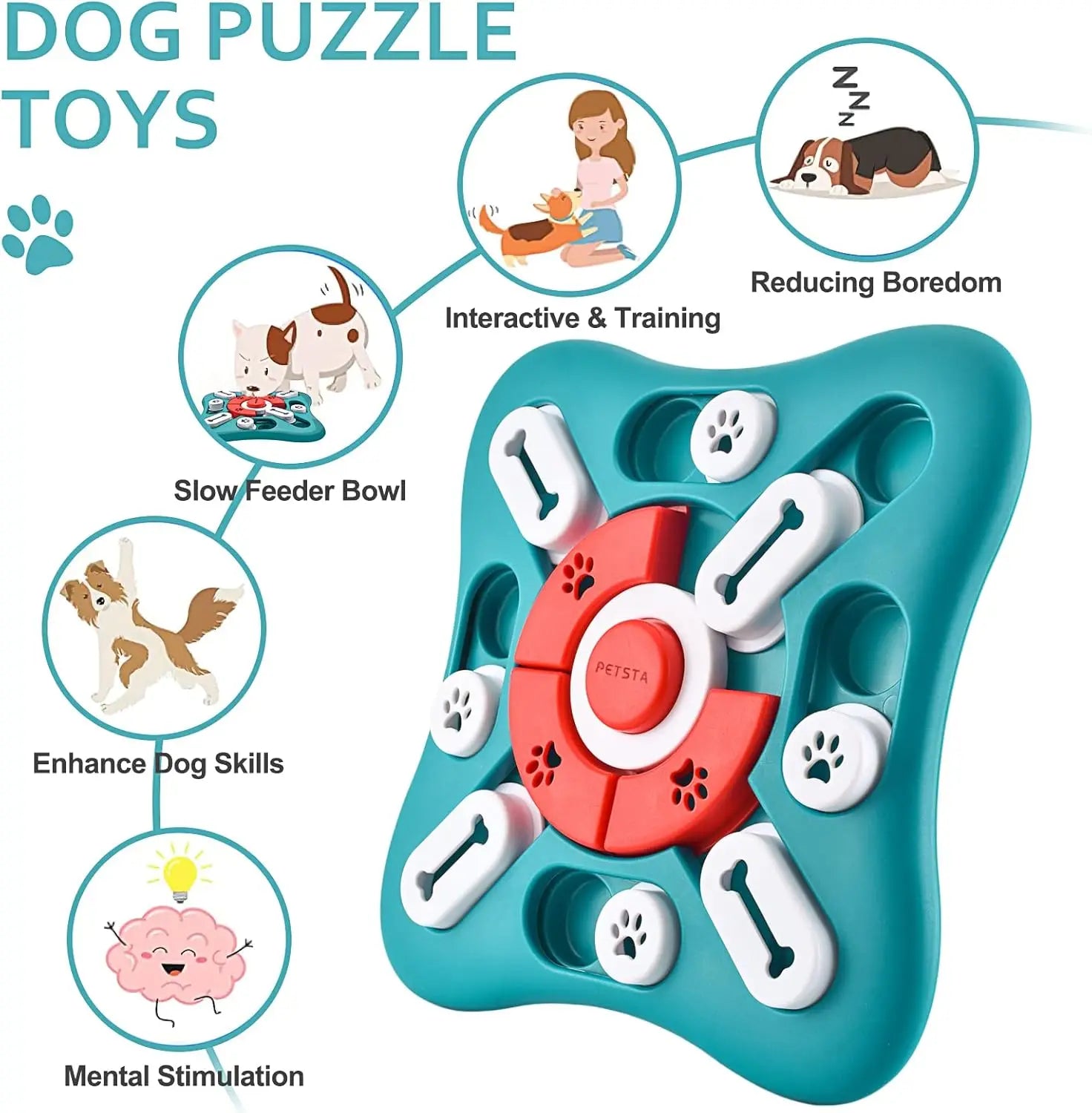 Dog Puzzle, Treat Dispensing, Enrichment, Stimulation, IQ Training
