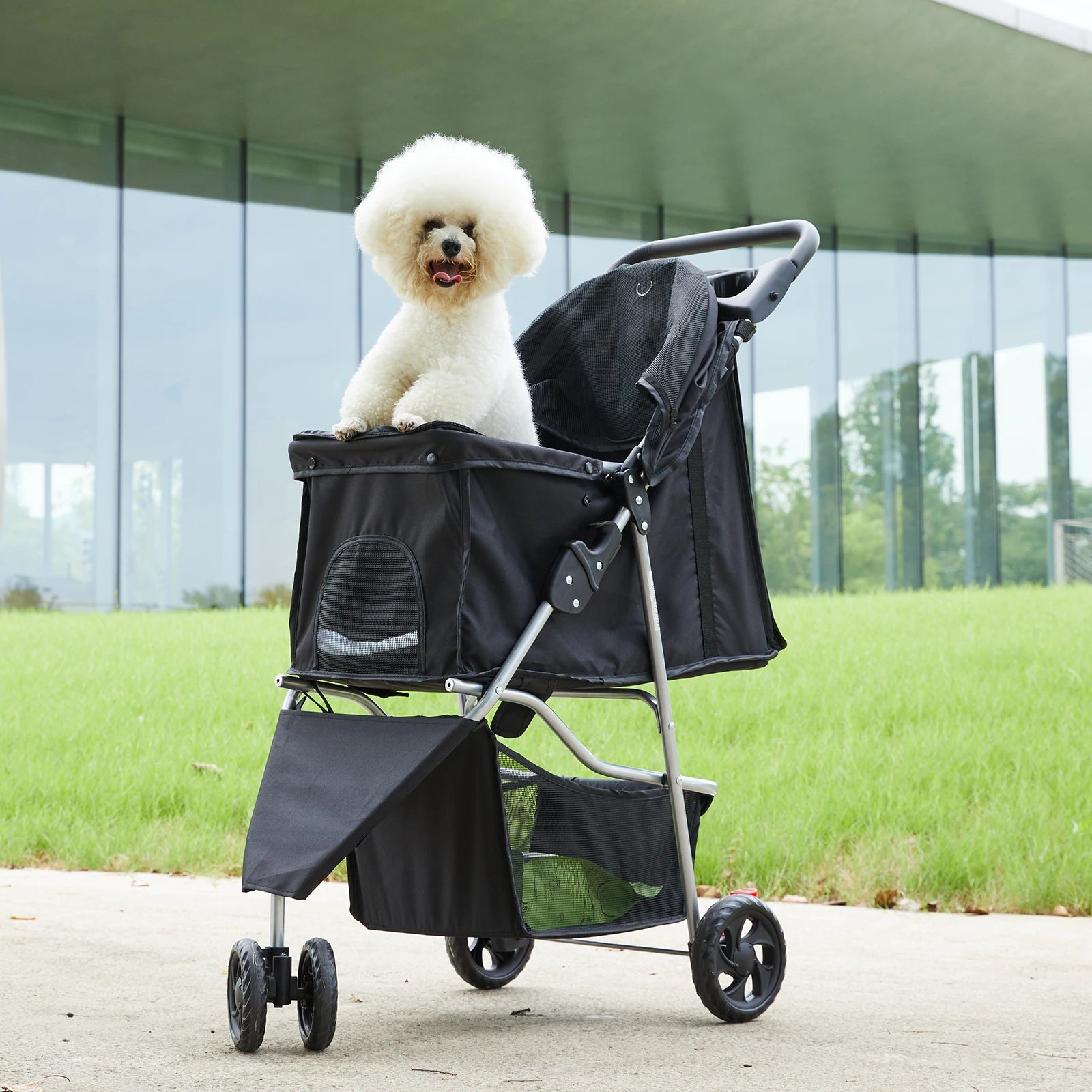3 Wheel Foldable Pet Stroller For Small Dogs & Cats