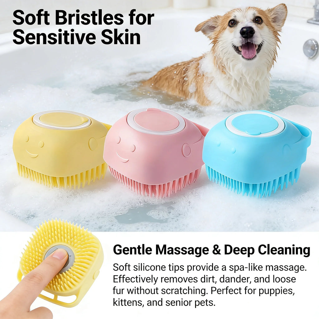Silicone Bath & Massage Brush With Shampoo Storage