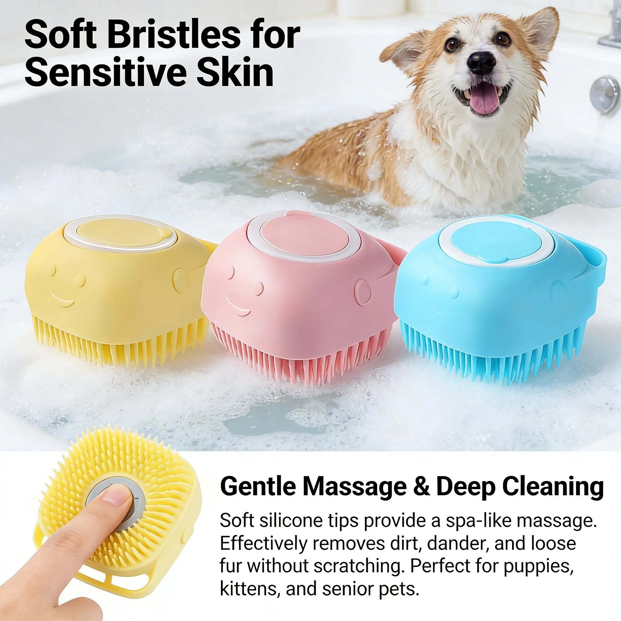 Silicone Bath & Massage Brush With Shampoo Storage