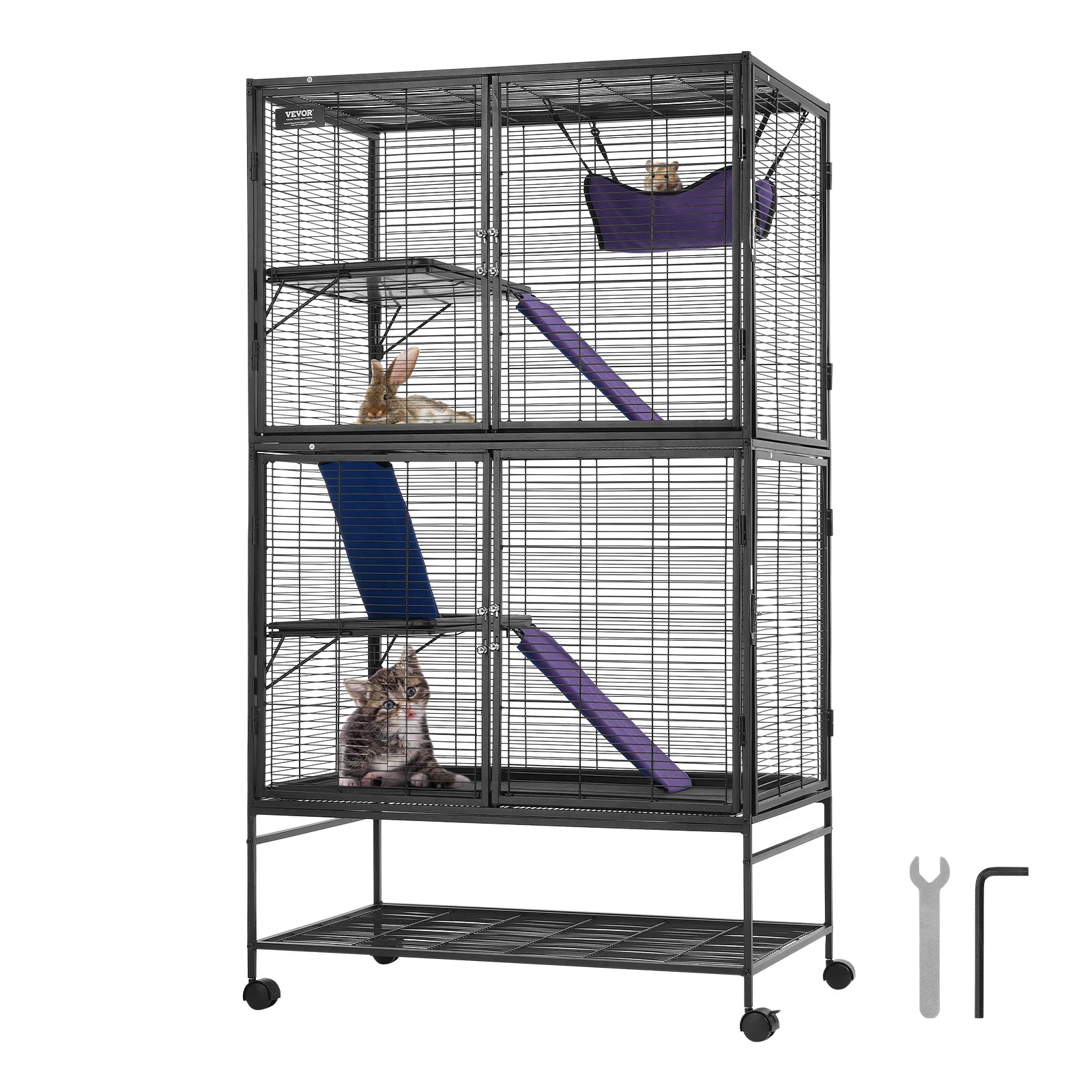 64.6" Rolling Metal Cage For Small Pets