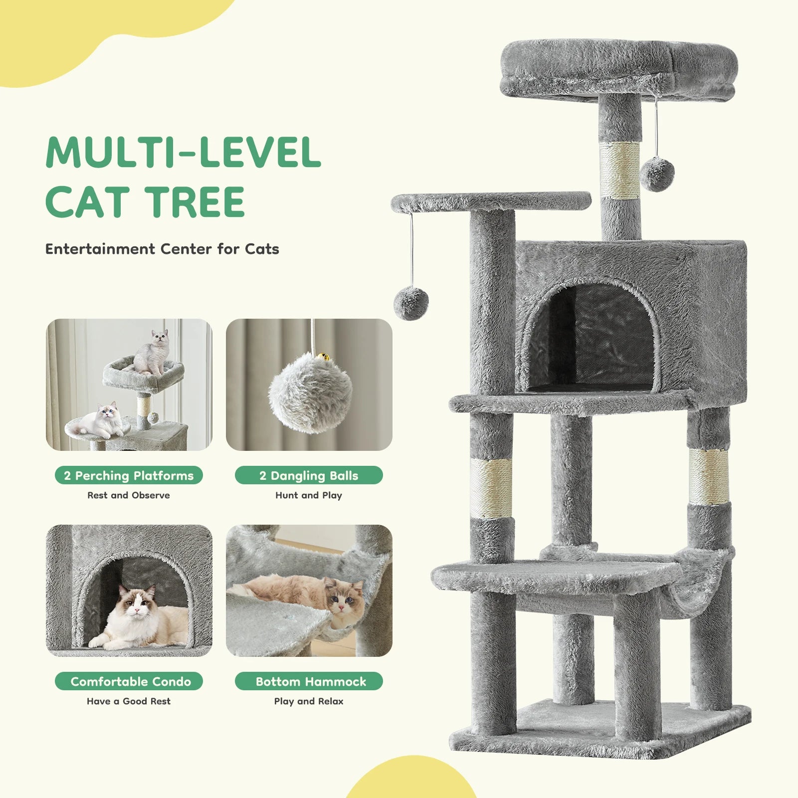 Cat Tree, Climbing Tower, Scratching Posts, Indoor