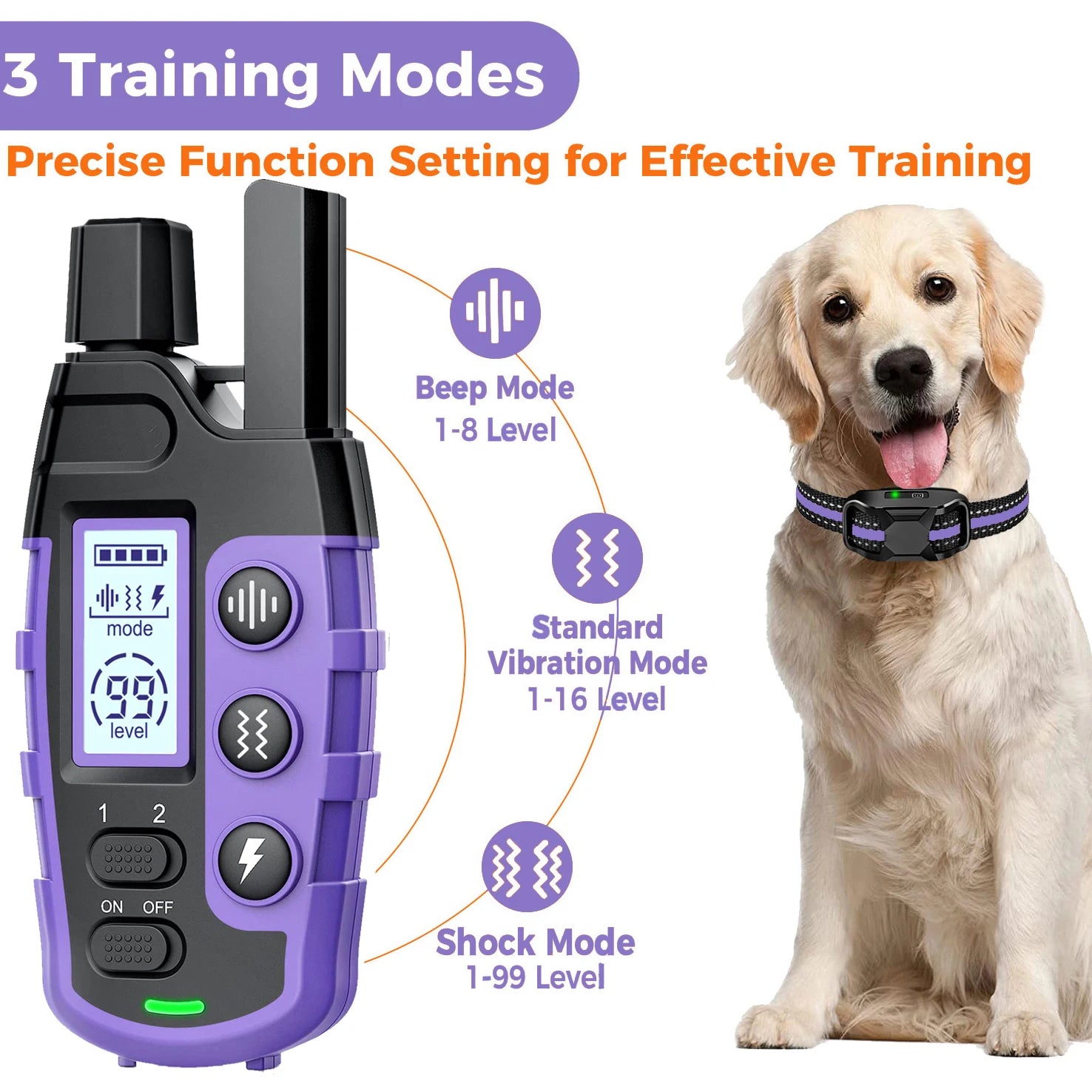 Electric Dog Training Collar, Remote Control, Waterproof