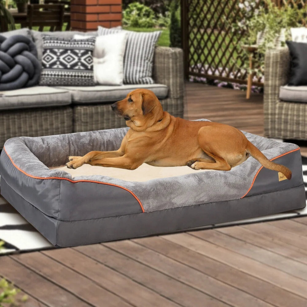 Jumbo Orthopedic Dog Bed, Memory Foam, Waterproof, Removable Cover