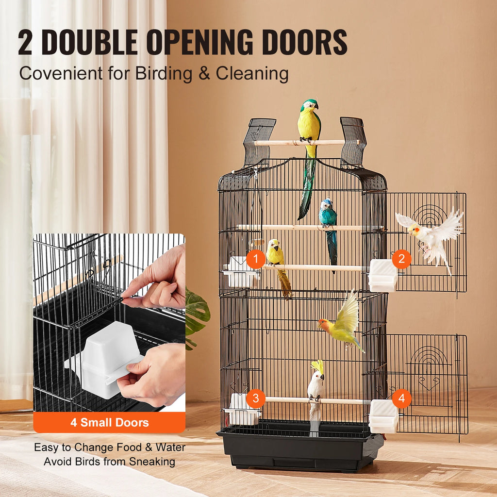 Open Top Bird Cage, Swing and Perch