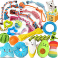 25 Pack Chew Toys For Puppies/Dogs, Ropes, Treats, Squeaky with Ropes, Treat Ball and Squeaks