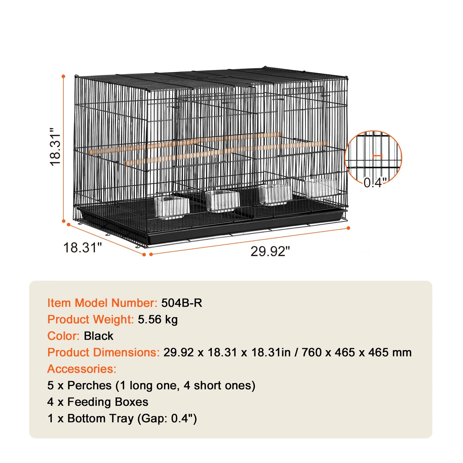 30" Bird Cage, Divided, Birds, Travel, Handle, Perches