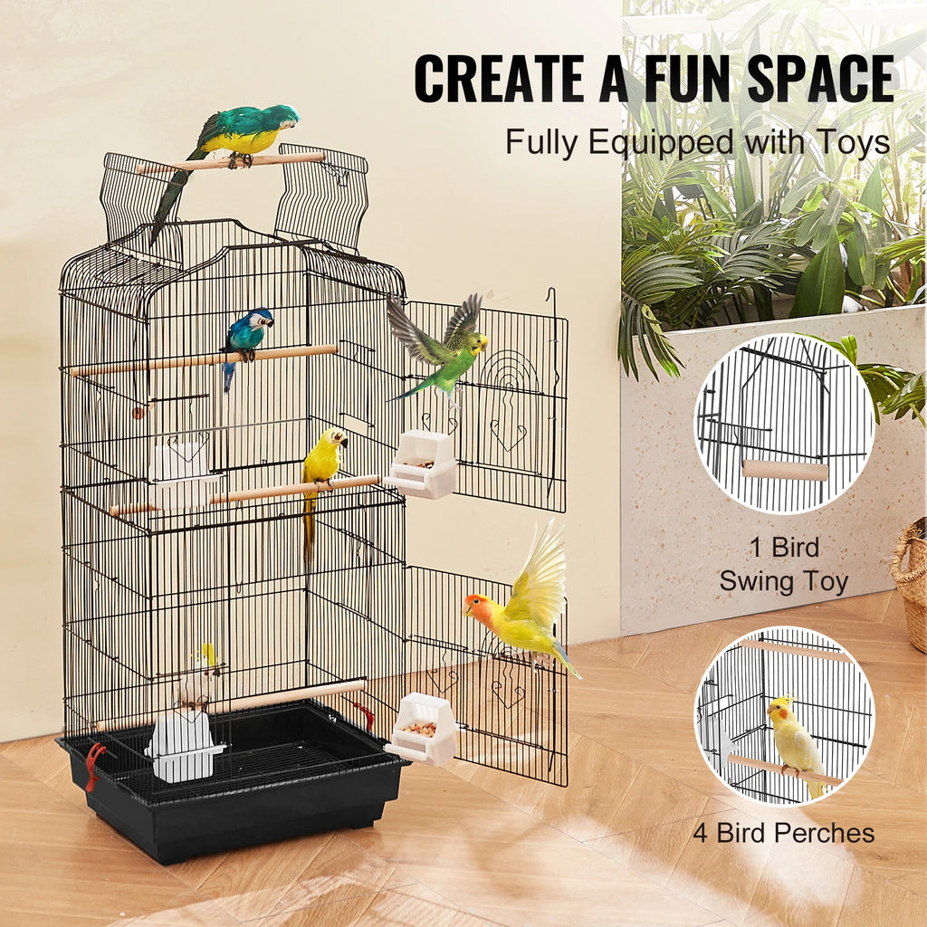 Open Top Bird Cage, Swing and Perch