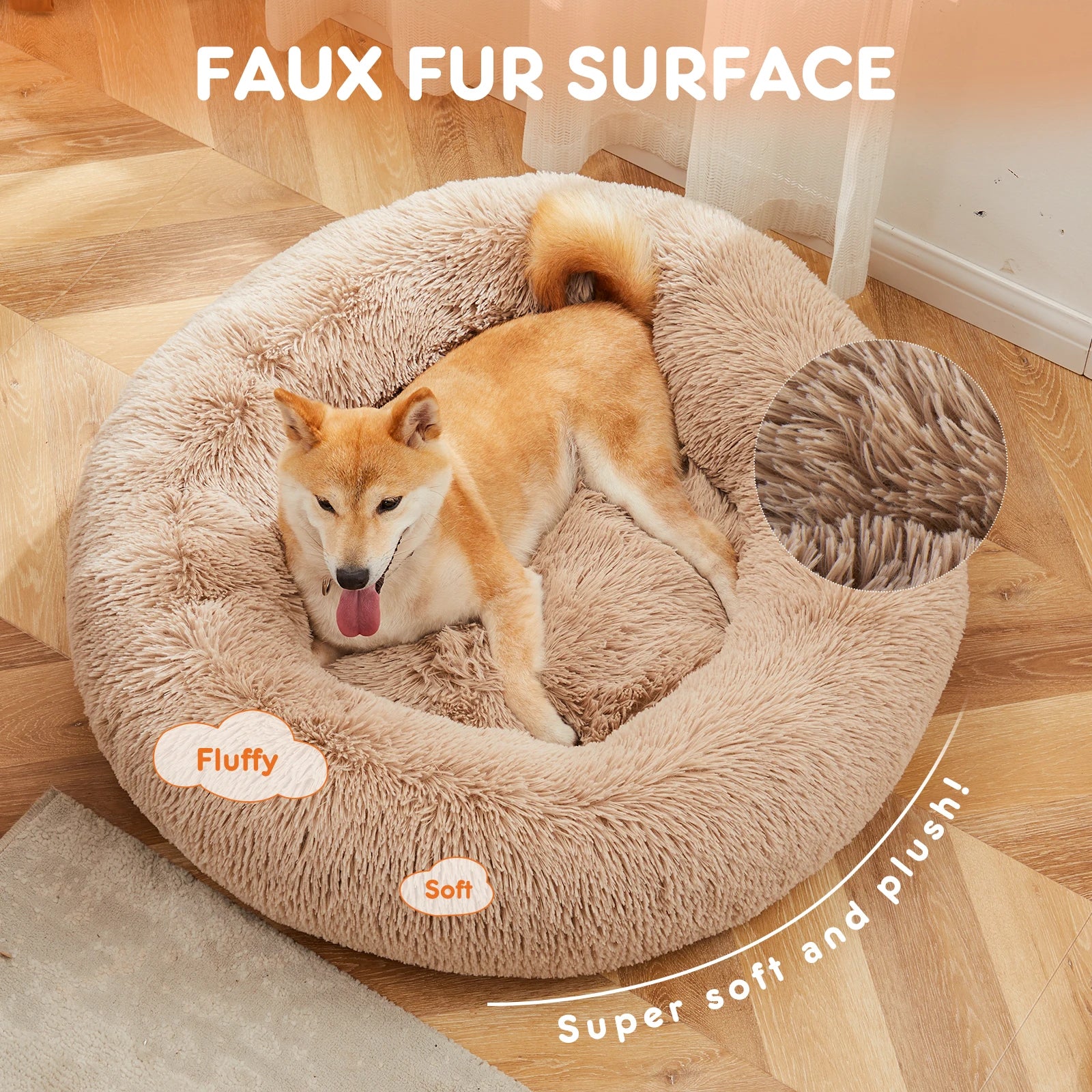 Calming Dog Bed, Medium to Large Dogs, Washable, Anti-Slip