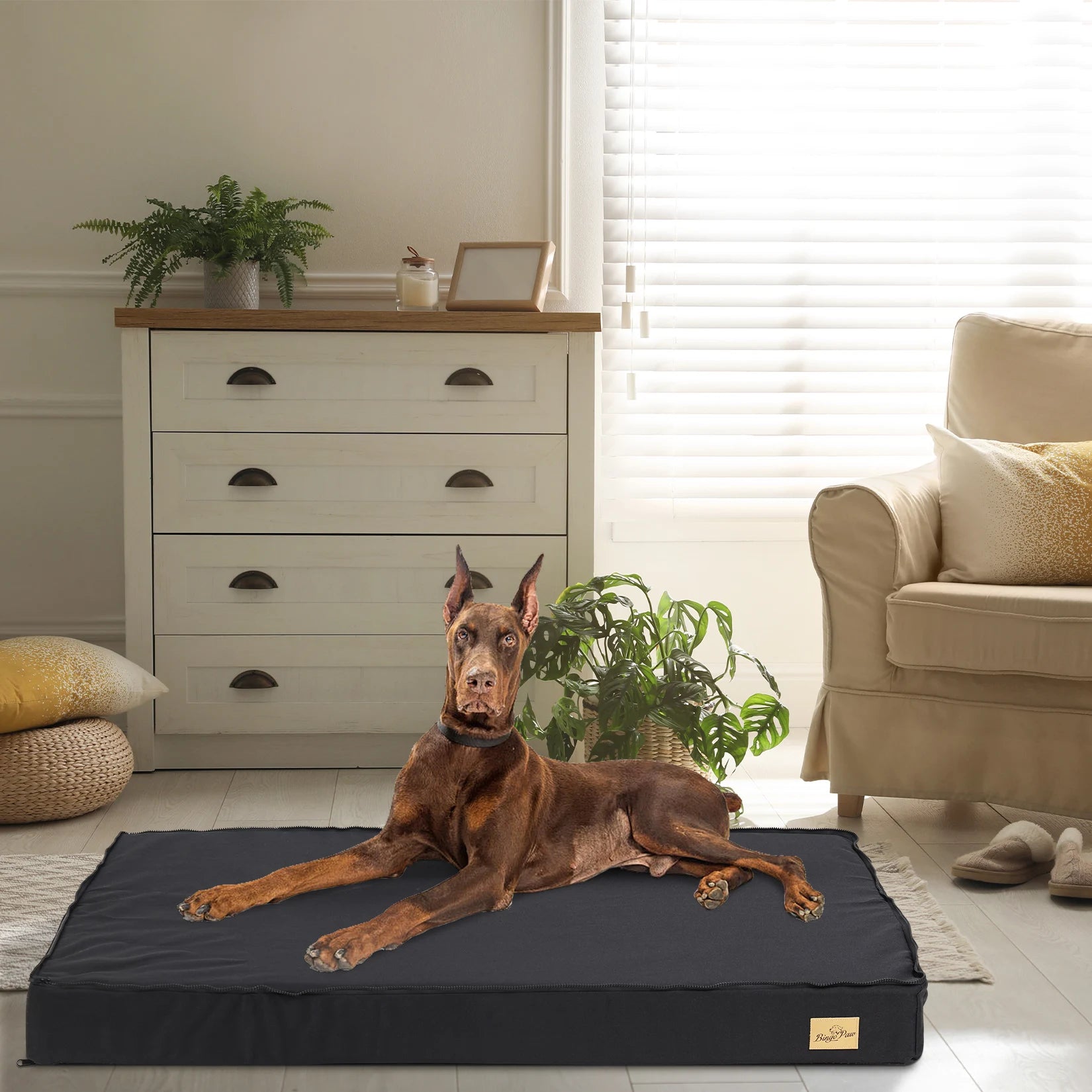 Dog Beds for Medium/Large Dogs, Waterproof Lining, Non-Slip Bottom, Washable