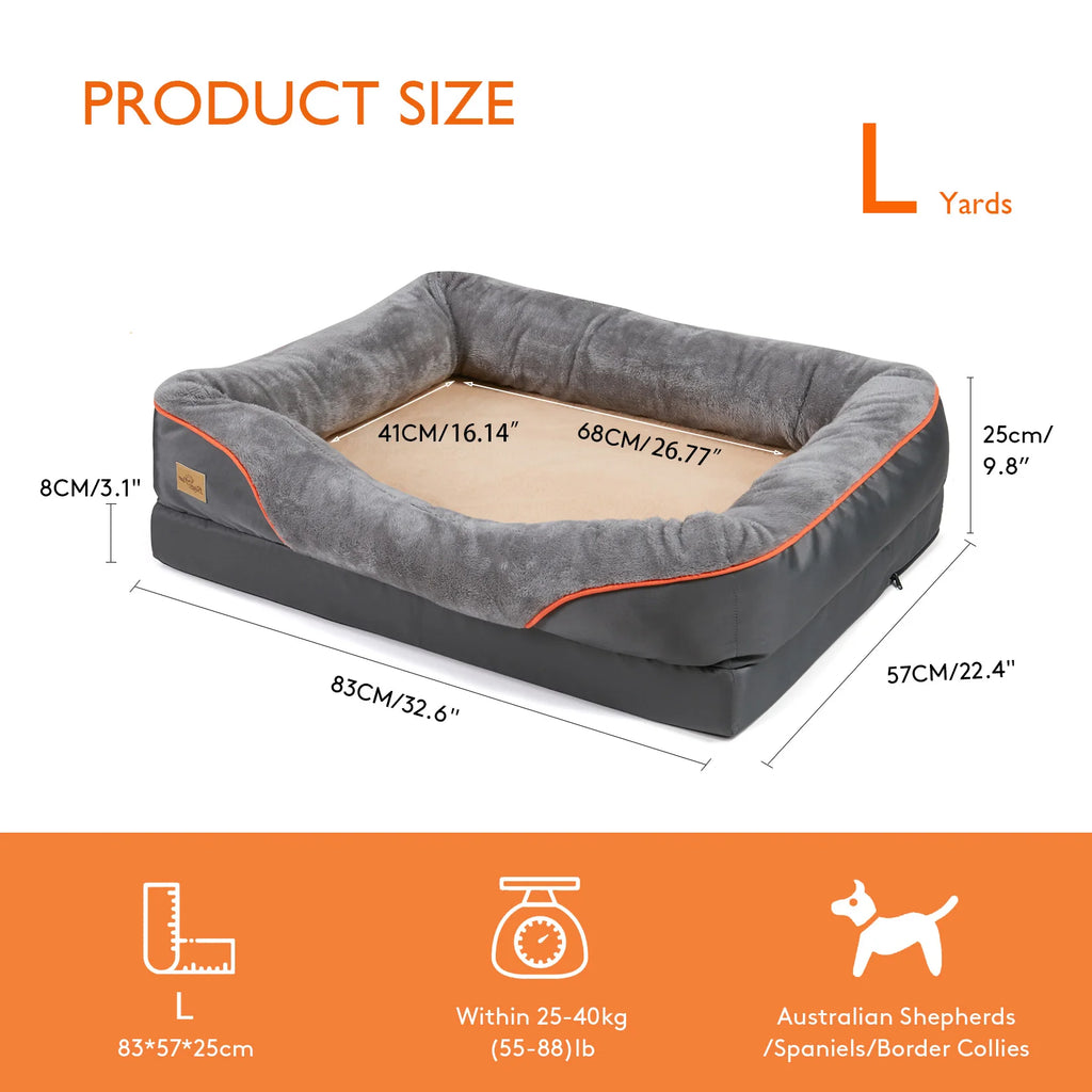 Jumbo Orthopedic Dog Bed, Memory Foam, Waterproof, Removable Cover
