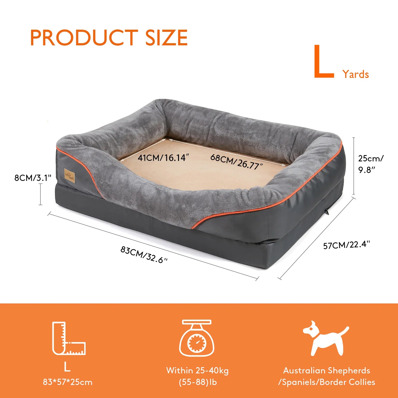 Jumbo Orthopedic Dog Bed, Memory Foam, Waterproof, Removable Cover
