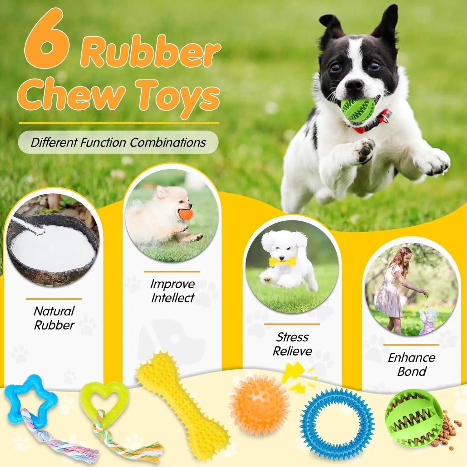 25 Pack Chew Toys For Puppies/Dogs, Ropes, Treats, Squeaky with Ropes, Treat Ball and Squeaks